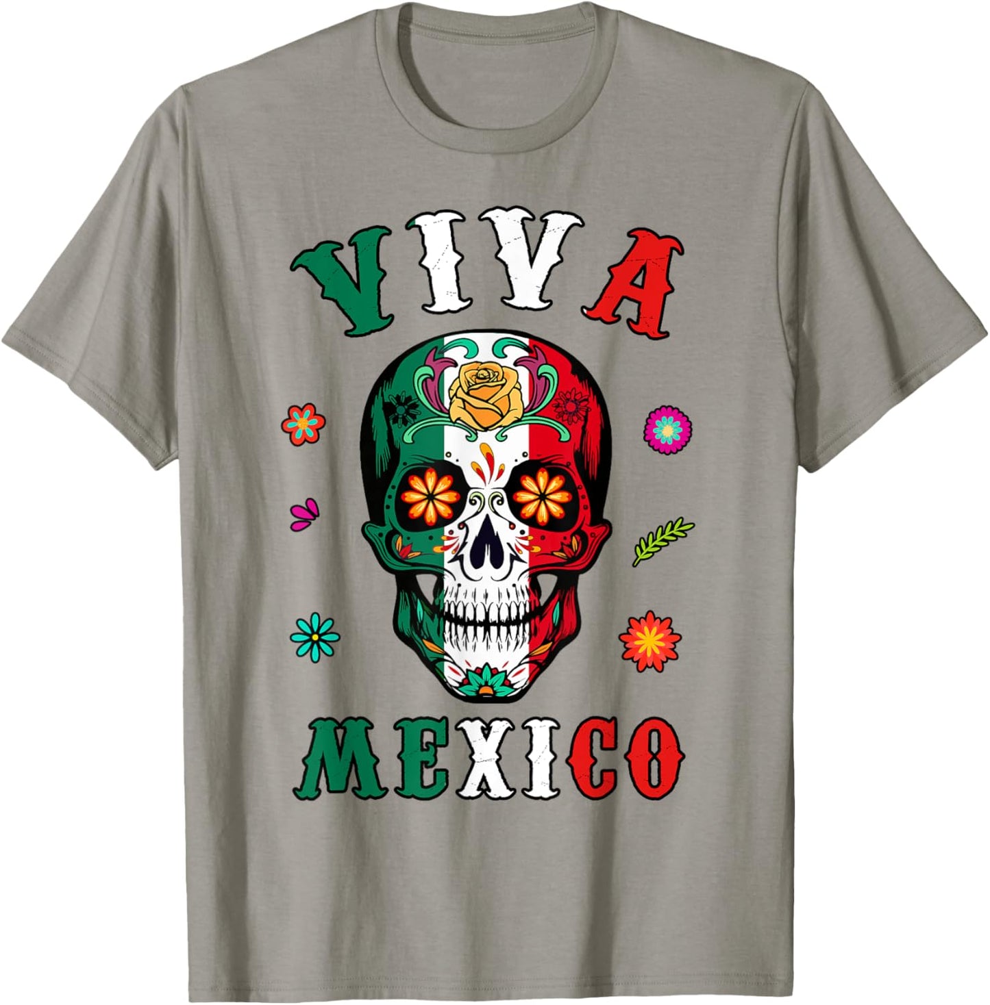 Viva Mexico-Shirt Mexican Flag Skull Women Men Boy Outfit T-Shirt - T-Shirt | Sand