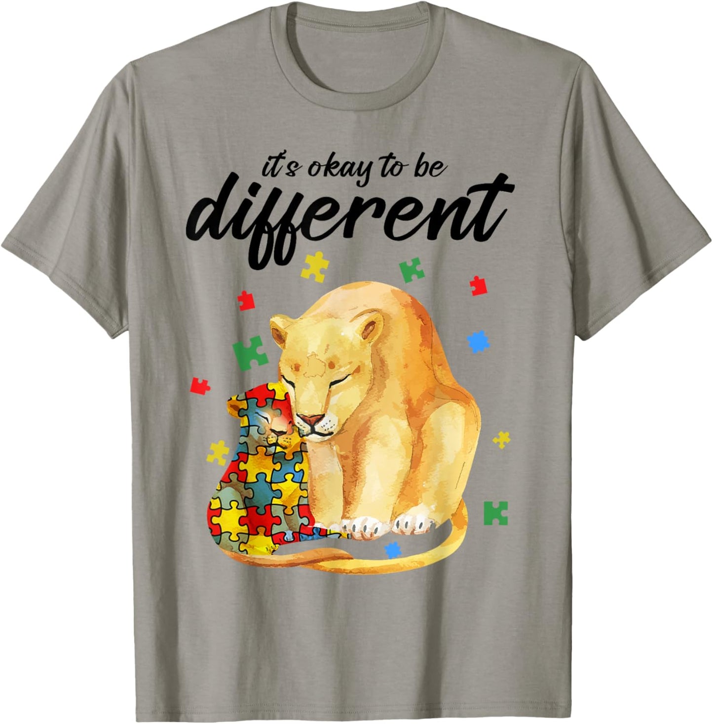 Autism Awareness Shirt Women Ok Be Different Lion Autism Mom T-Shirt - T-Shirt | Sand