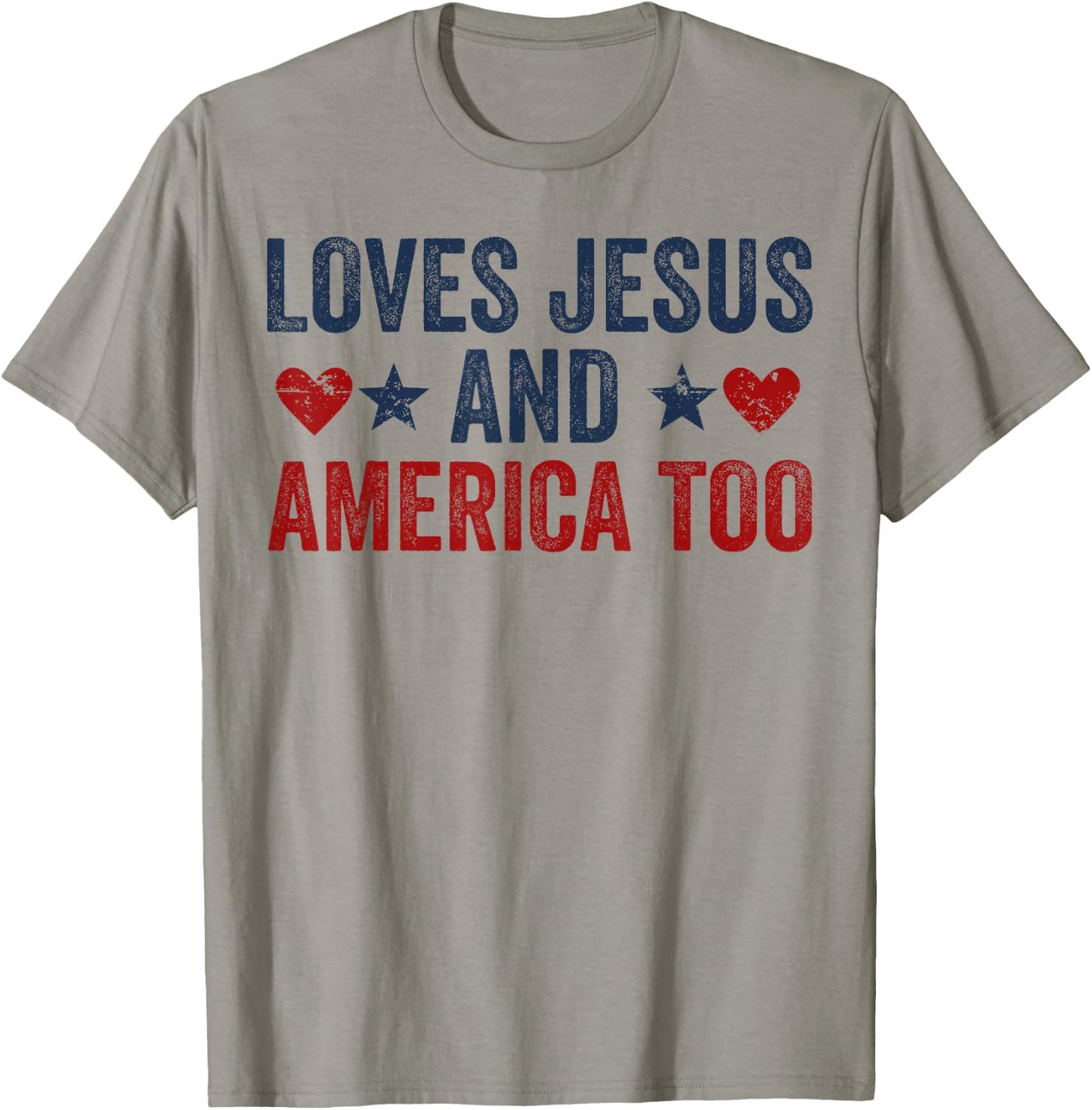 Loves Jesus and America Too God Christian 4th of July T-Shirt - T-Shirt | Sand