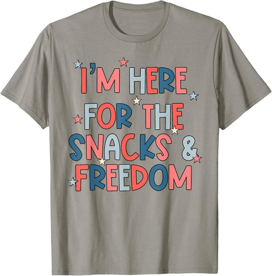I'm Here For The Snacks And Freedom 4th of July Kid Boy Girl T-Shirt - T-Shirt | Sand