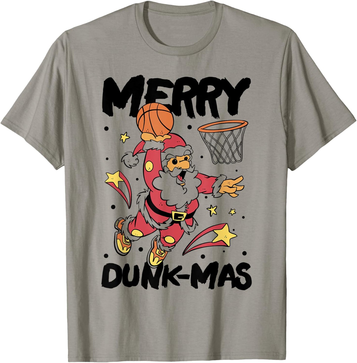 Merry Dunk-mas Sports Player Santa Christmas Basketball T-Shirt - T-Shirt | Sand