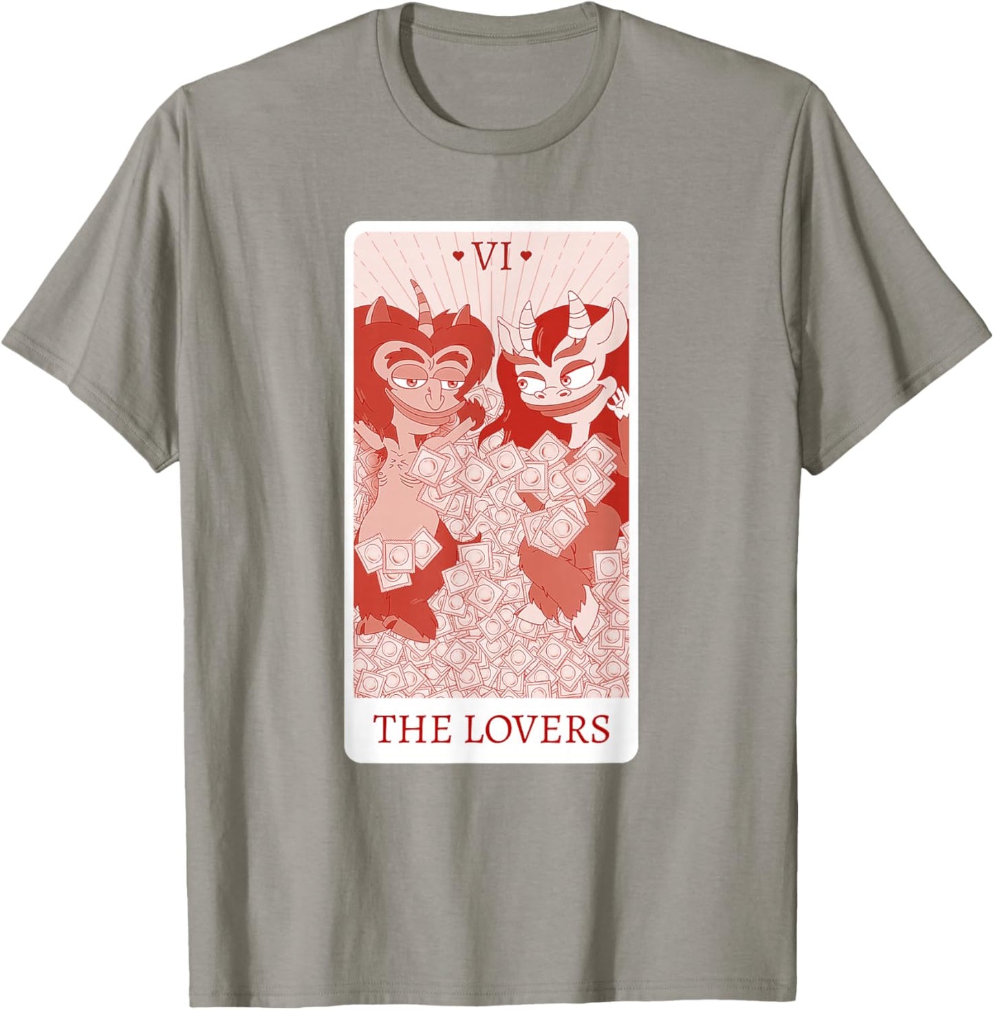 Big Mouth The Lovers Hormones Monsters Tarot Card T-Shirt - T-Shirt | Sand