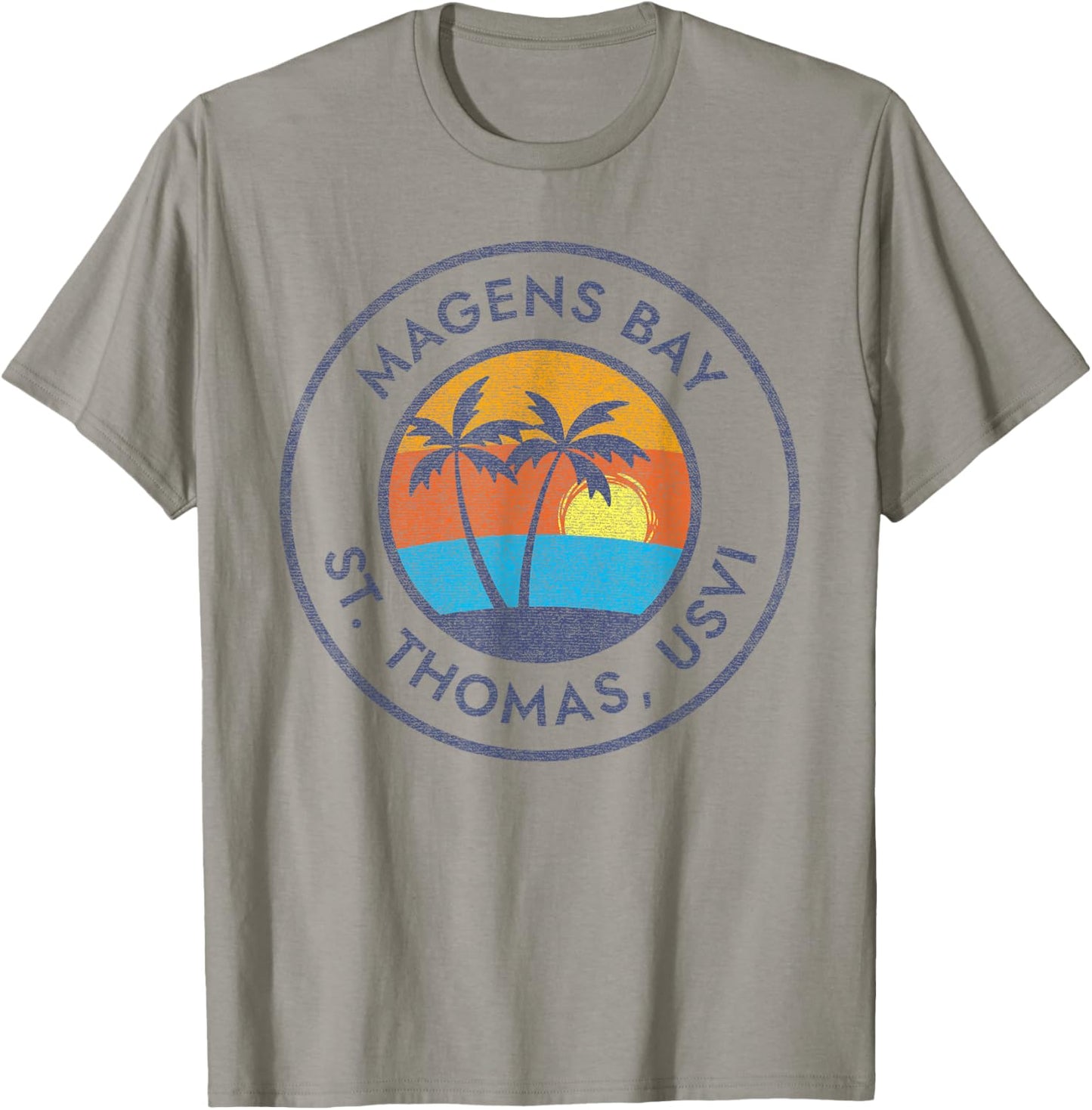 Magens Bay, St. Thomas USVI Vintage Sunset Faded Distressed T-Shirt - T-Shirt | Sand