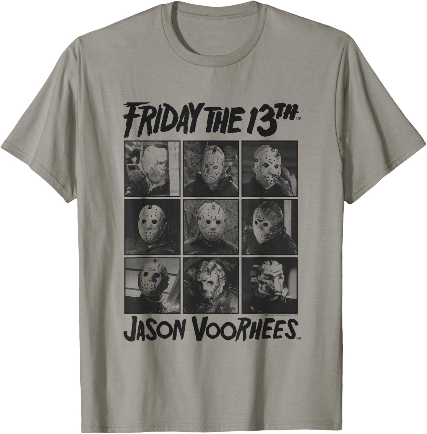 Friday The 13th Jason Black and White Grid Horror Movie T-Shirt - T-Shirt | Sand