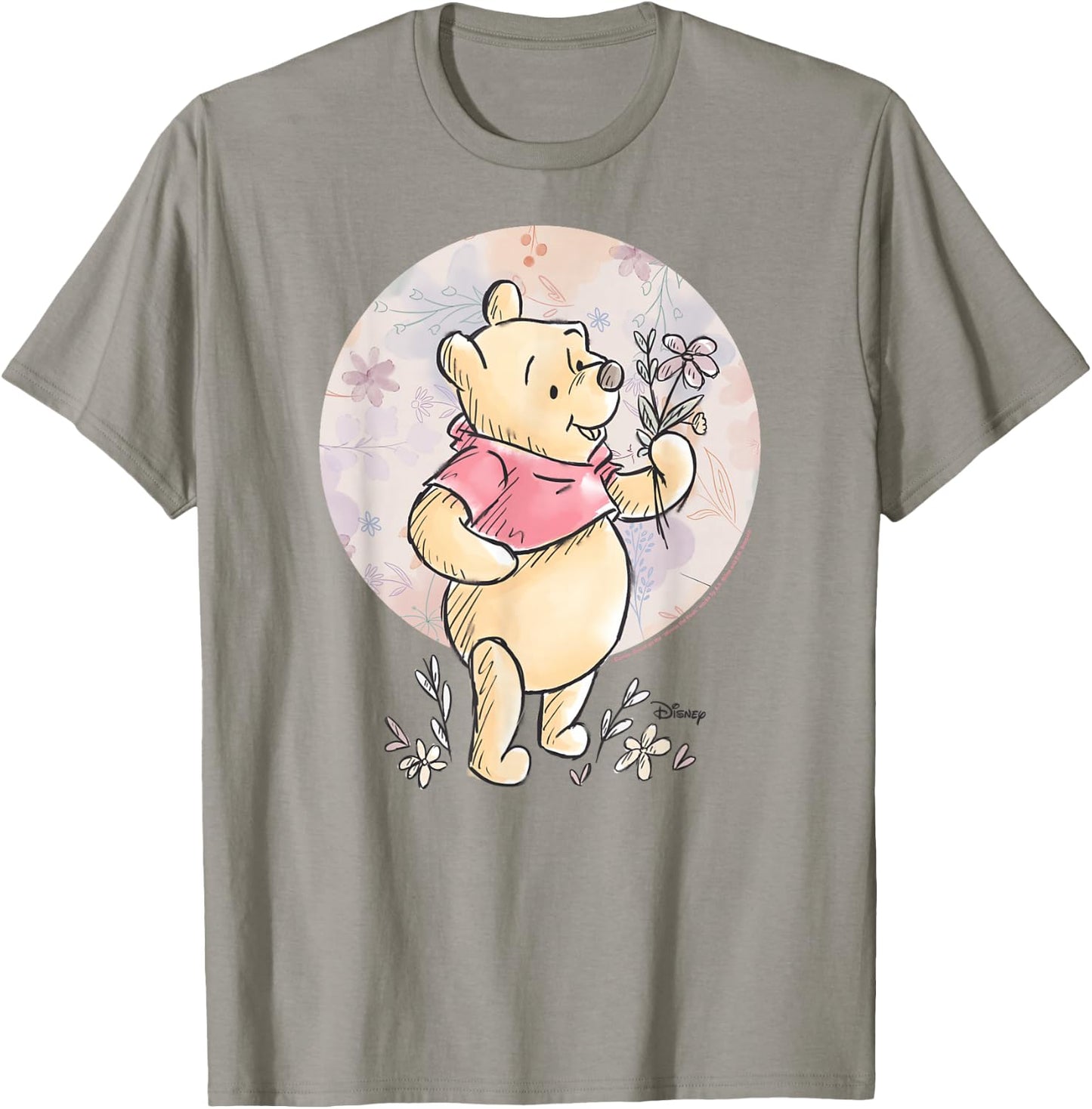 Winnie the Pooh - Floral Circle Pooh T-Shirt - T-Shirt | Sand