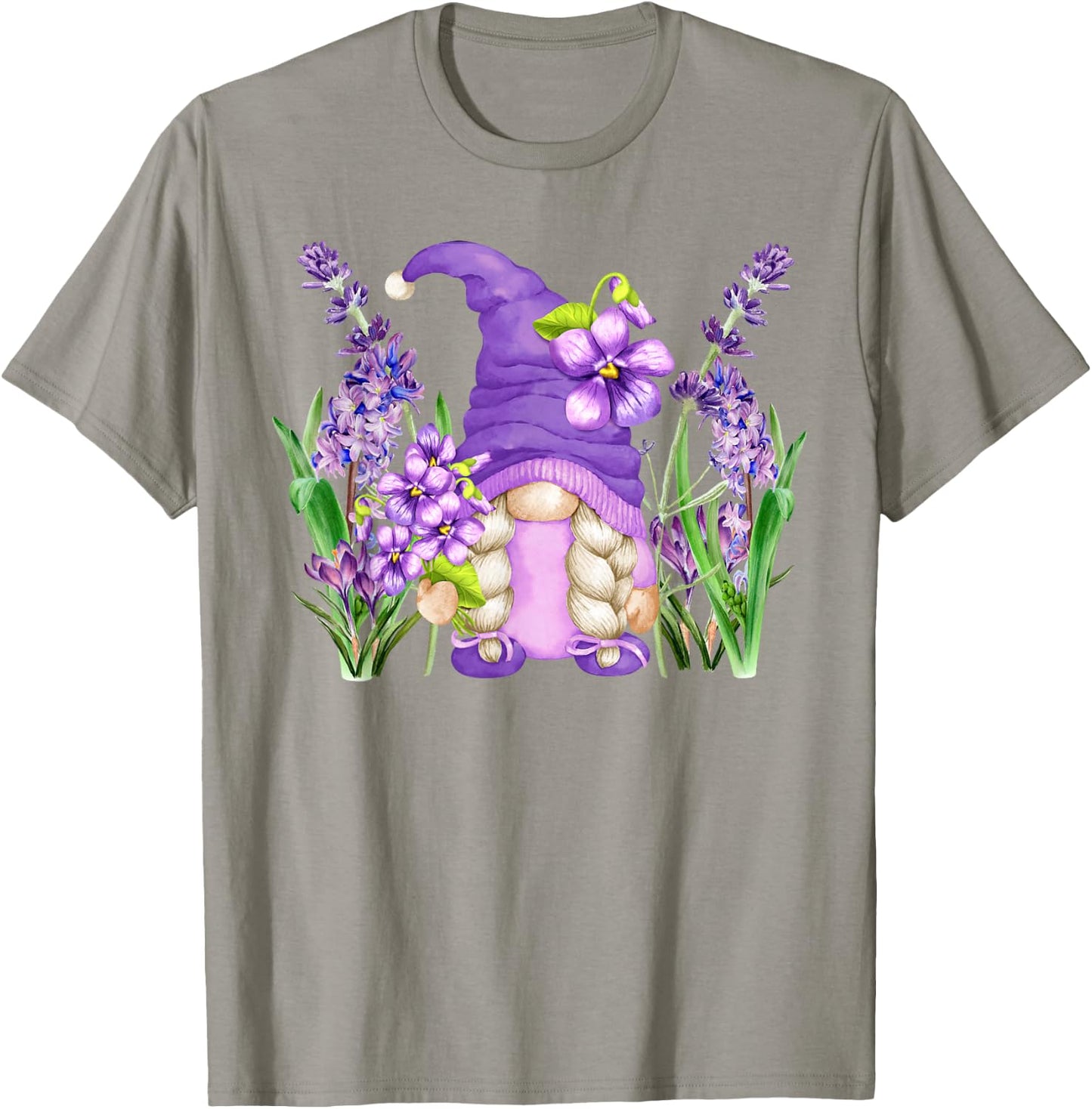 Floral Hippie Grandma Lilac Violet Flower Spring Gnome Mom T-Shirt - T-Shirt | Sand