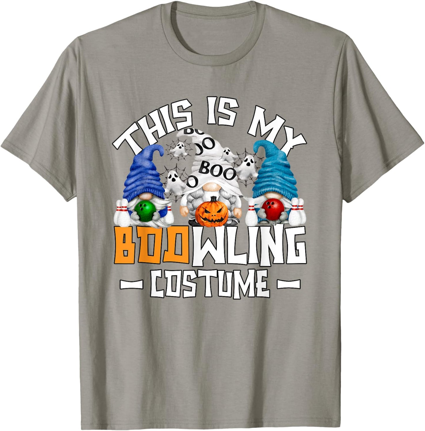 Halloween Bowling Gnome Funny Boo Ghost Bowler T-Shirt - T-Shirt | Sand