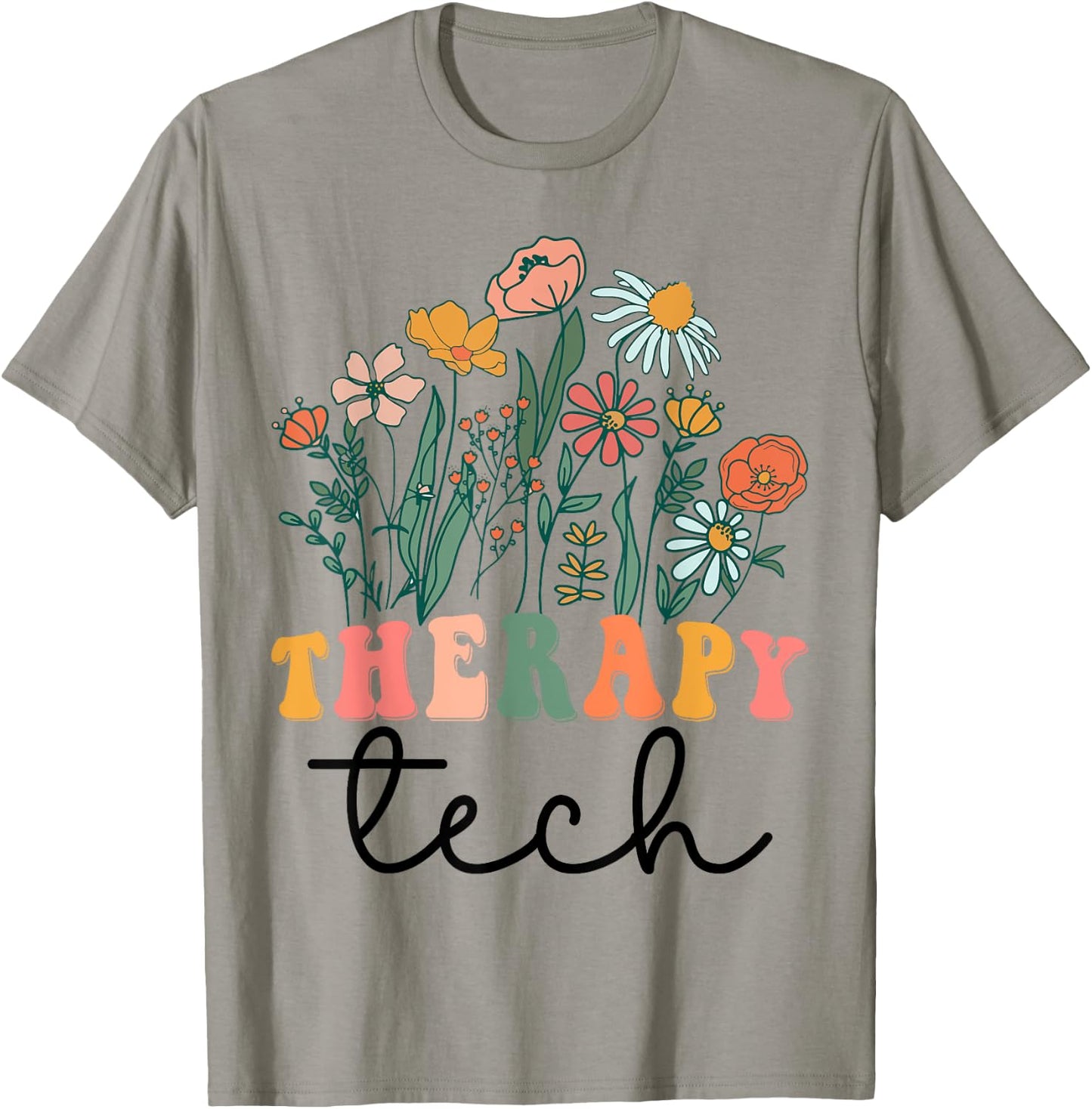 Groovy Wildflower Therapy Tech T-Shirt - T-Shirt | Sand