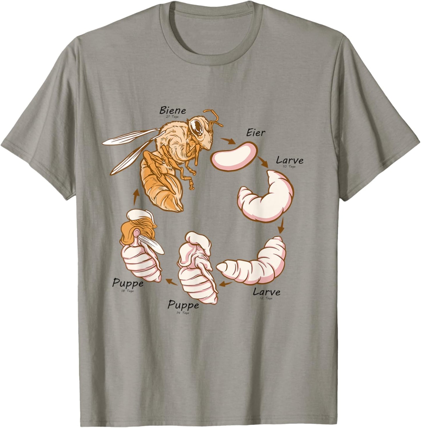 Life cycle of the bee Montessori material T-Shirt - T-Shirt | Sand