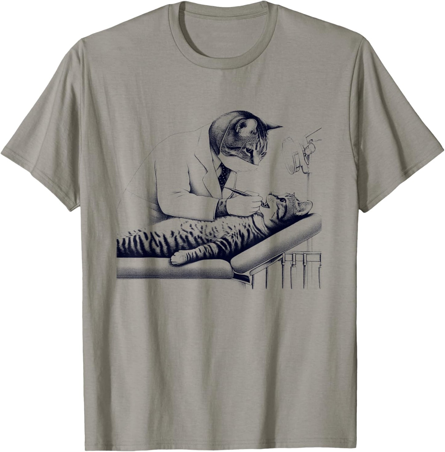 Vintage Retro Dentist Cat Kitten Lover Dental T-Shirt - T-Shirt | Sand