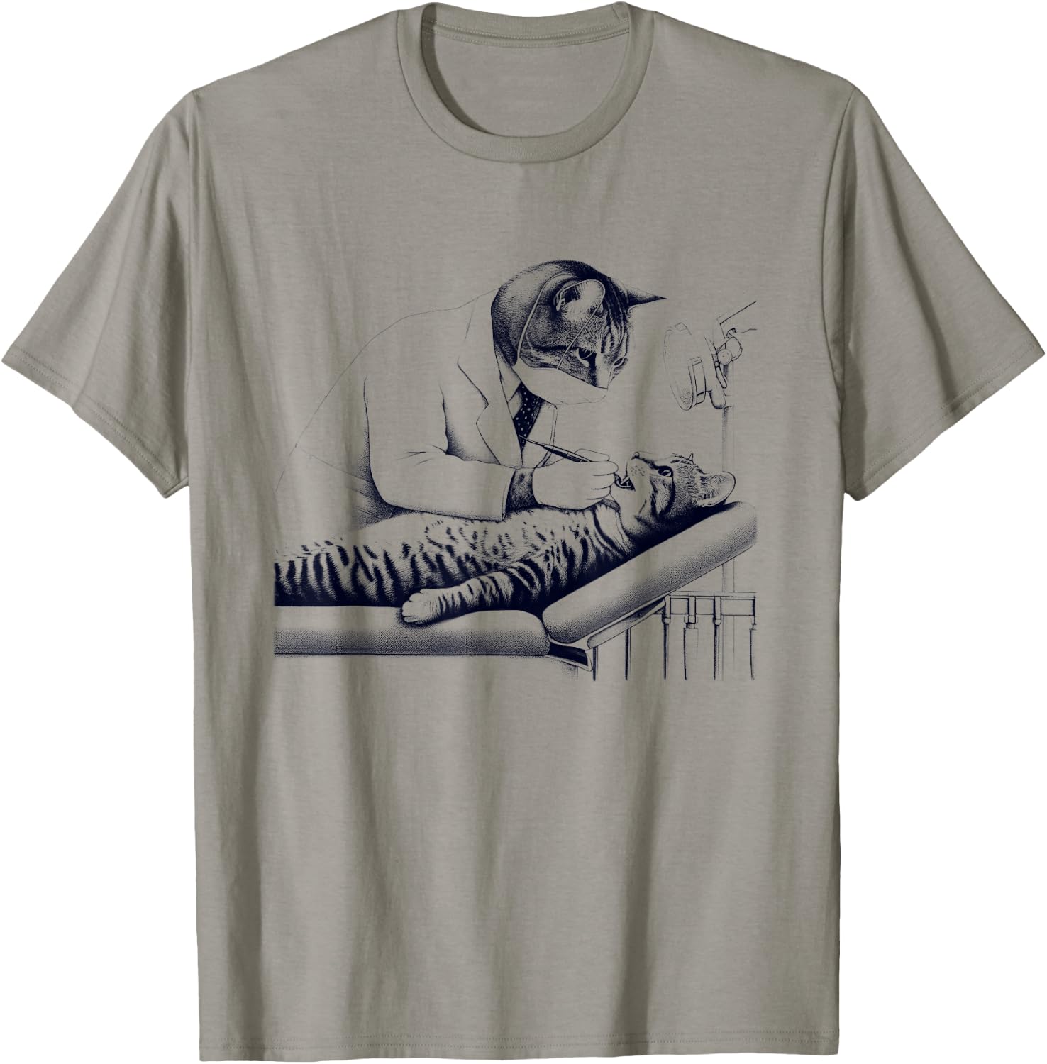 Vintage Retro Dentist Cat Kitten Lover Dental T-Shirt - T-Shirt | Sand