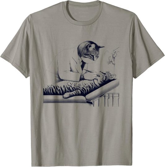 Vintage Retro Dentist Cat Kitten Lover Dental T-Shirt - T-Shirt | Sand
