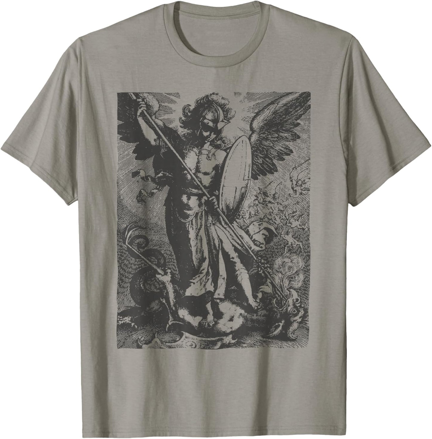 St Saint Michael the Archangel Catholic Angel Warrior T-Shirt - T-Shirt | Sand