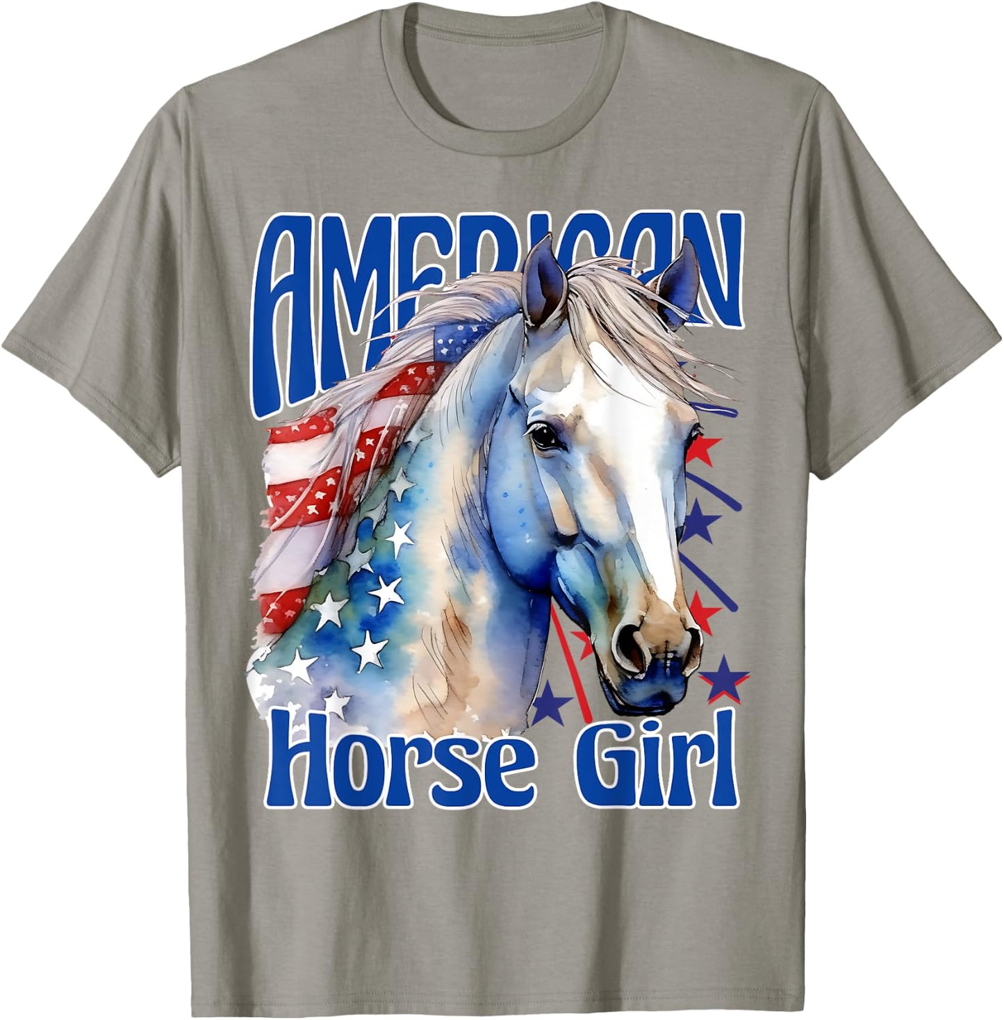 American Horse Girl Proud Patriotic Horse Girl T-Shirt - T-Shirt | Sand