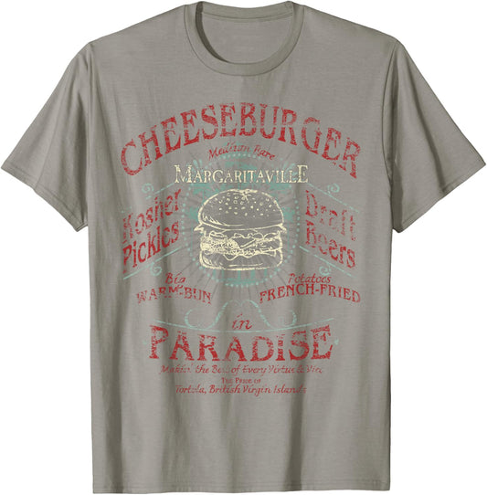 Margaritaville Cheeseburger in Paradise , -Adults, Grey, Small, Short Sleeve T-Shirt - T-Shirt | Sand