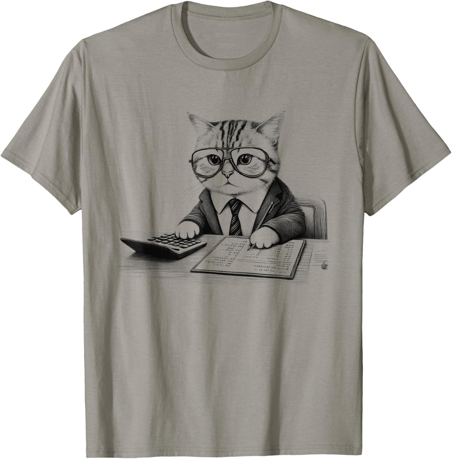 Vintage Retro Accountant Cat Kitten Lover T-Shirt - T-Shirt | Sand