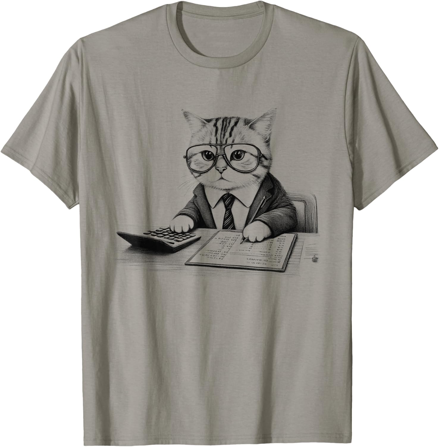 Vintage Retro Accountant Cat Kitten Lover T-Shirt - T-Shirt | Sand