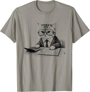 Vintage Retro Accountant Cat Kitten Lover T-Shirt - T-Shirt | Sand