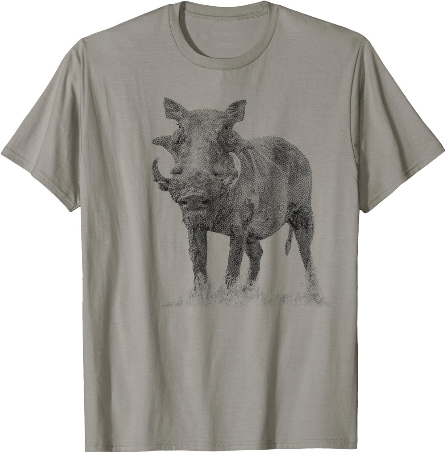 SM's Wild for Africa Apparel Warthog Boar Full Figure Artwork -Adults Grey Small Animal Print T-Shirt - T-Shirt | Sand