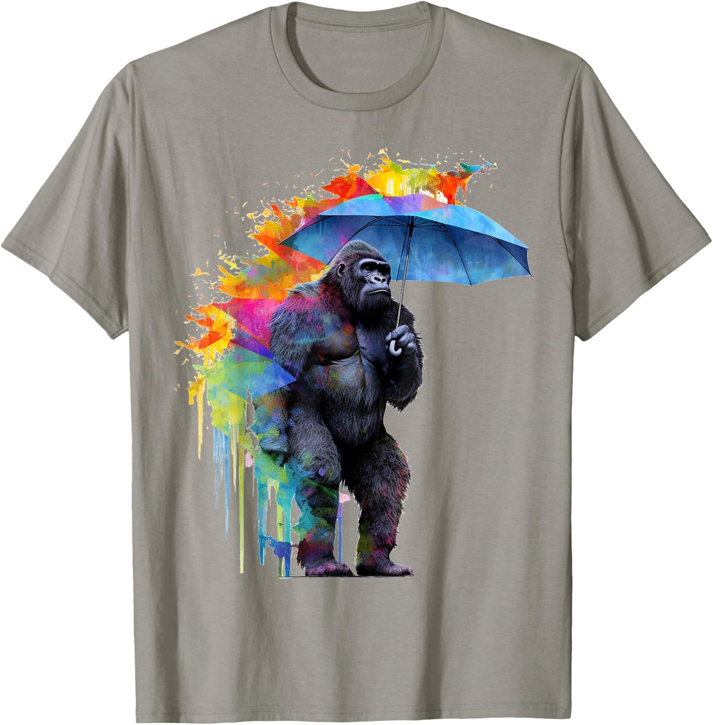 Gorilla Umbrella Artwork Colourful - Animal Monkey Zoo Gorilla T-Shirt - T-Shirt | Sand