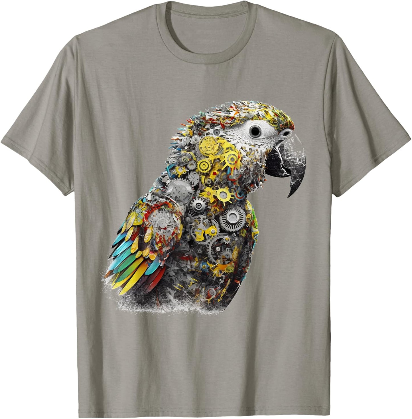Parrot Animal Robot Fantasy Colourful Bird - Art Parrot T-Shirt - T-Shirt | Sand