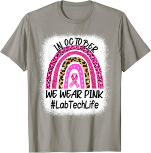 Lab Tech Rainbow Women Breast Cancer Awareness T-Shirt - T-Shirt | Sand