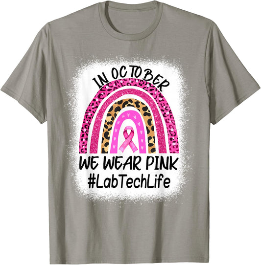 Lab Tech Rainbow Women Breast Cancer Awareness T-Shirt - T-Shirt | Sand