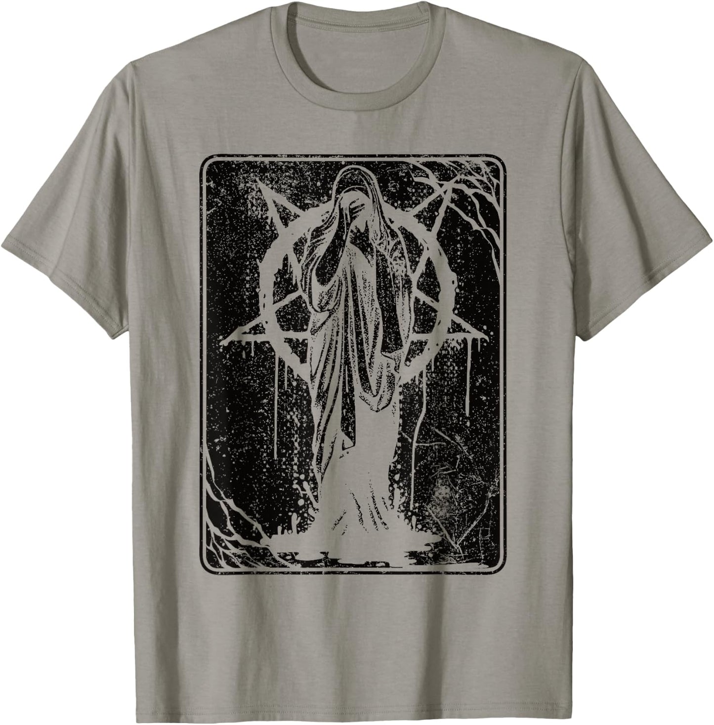 Black Satanic Occult Dark Art Evil 666 Pentagram Antichrist T-Shirt - T-Shirt | Sand