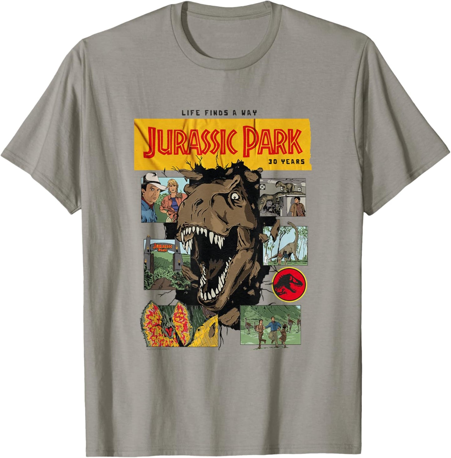 Jurassic Park 30th Anniversary Life Finds a Way T-Shirt - T-Shirt | Sand