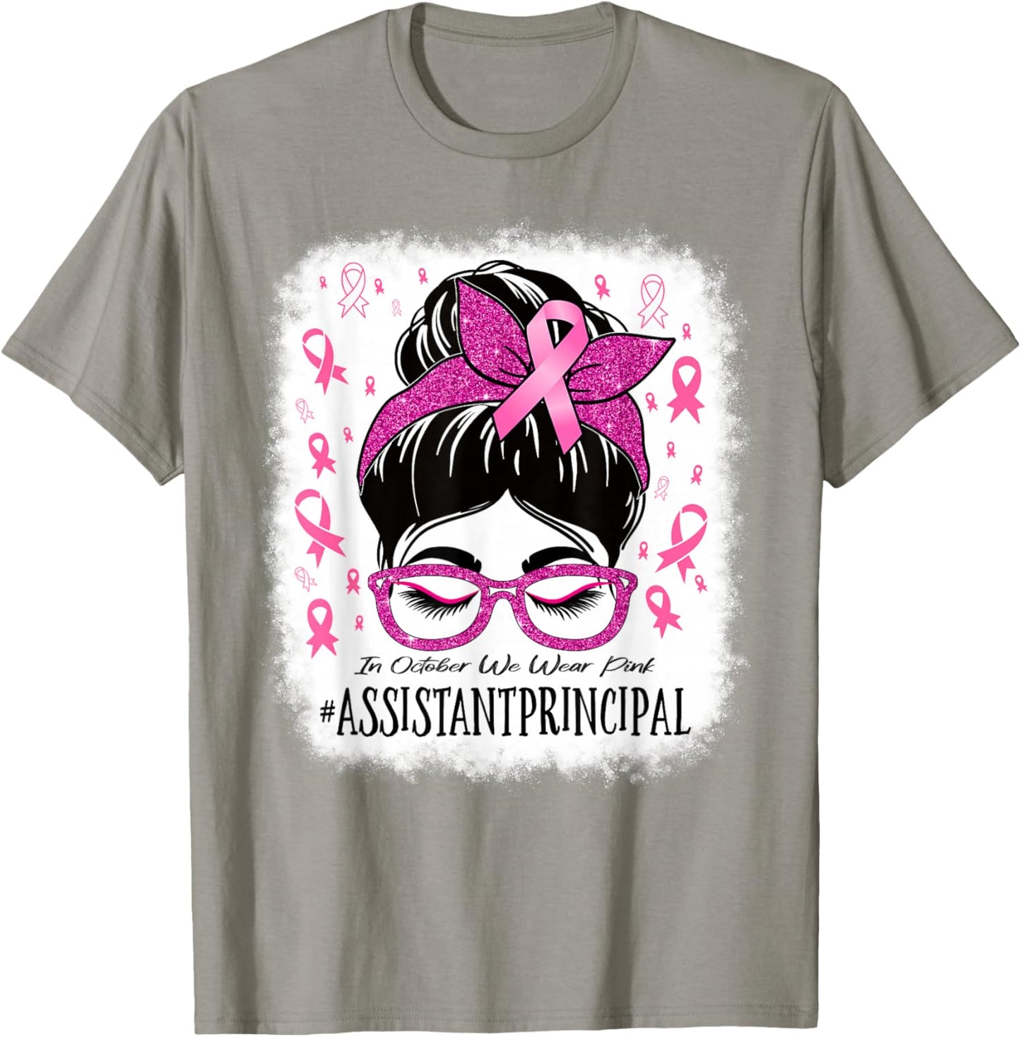 Assistant Principal In October We Wear Pink Cancer Awareness T-Shirt - T-Shirt | Sand