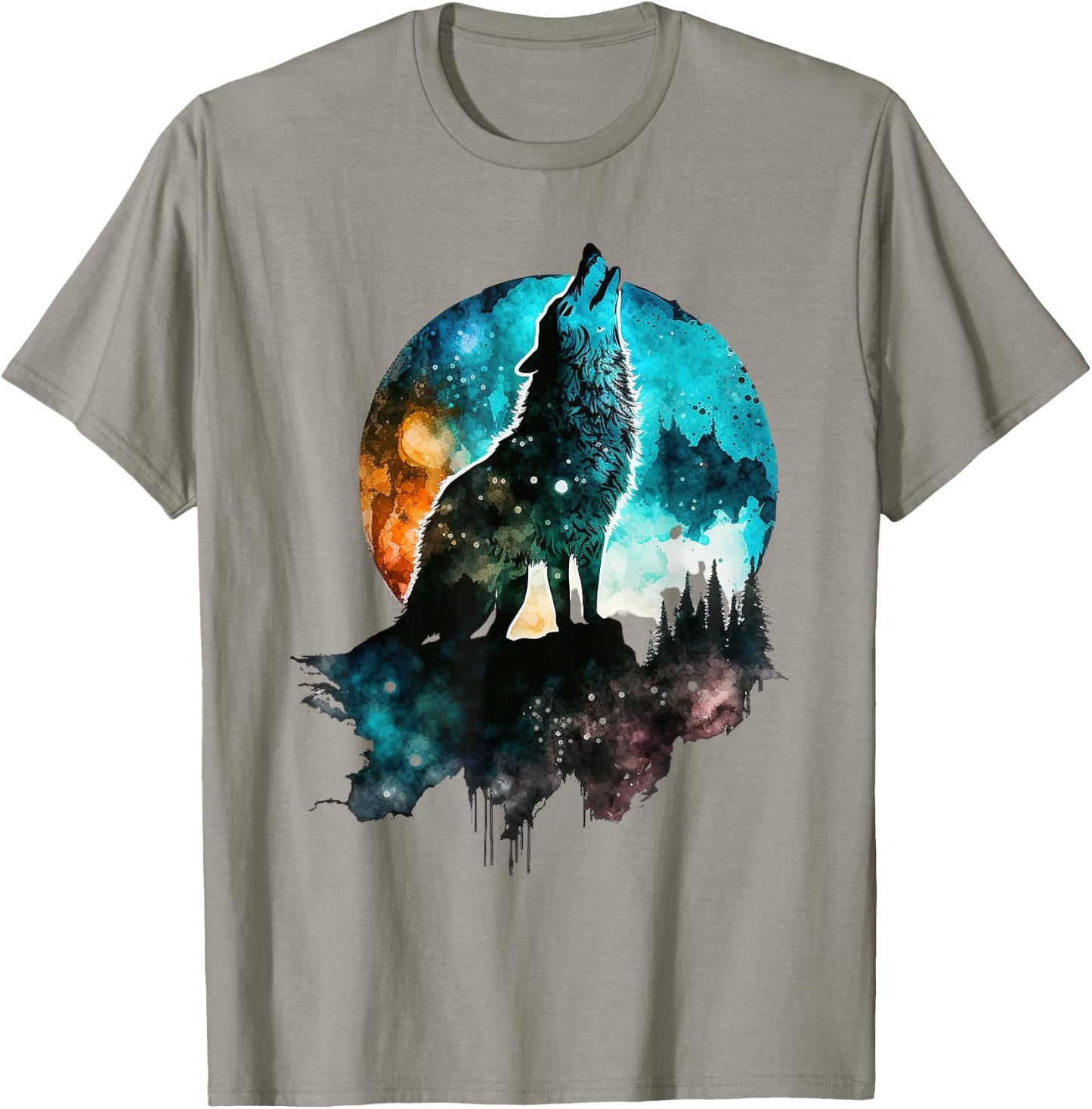 Howling Wolf Moon Graphic Design - Women Wolf T-Shirt - T-Shirt | Sand