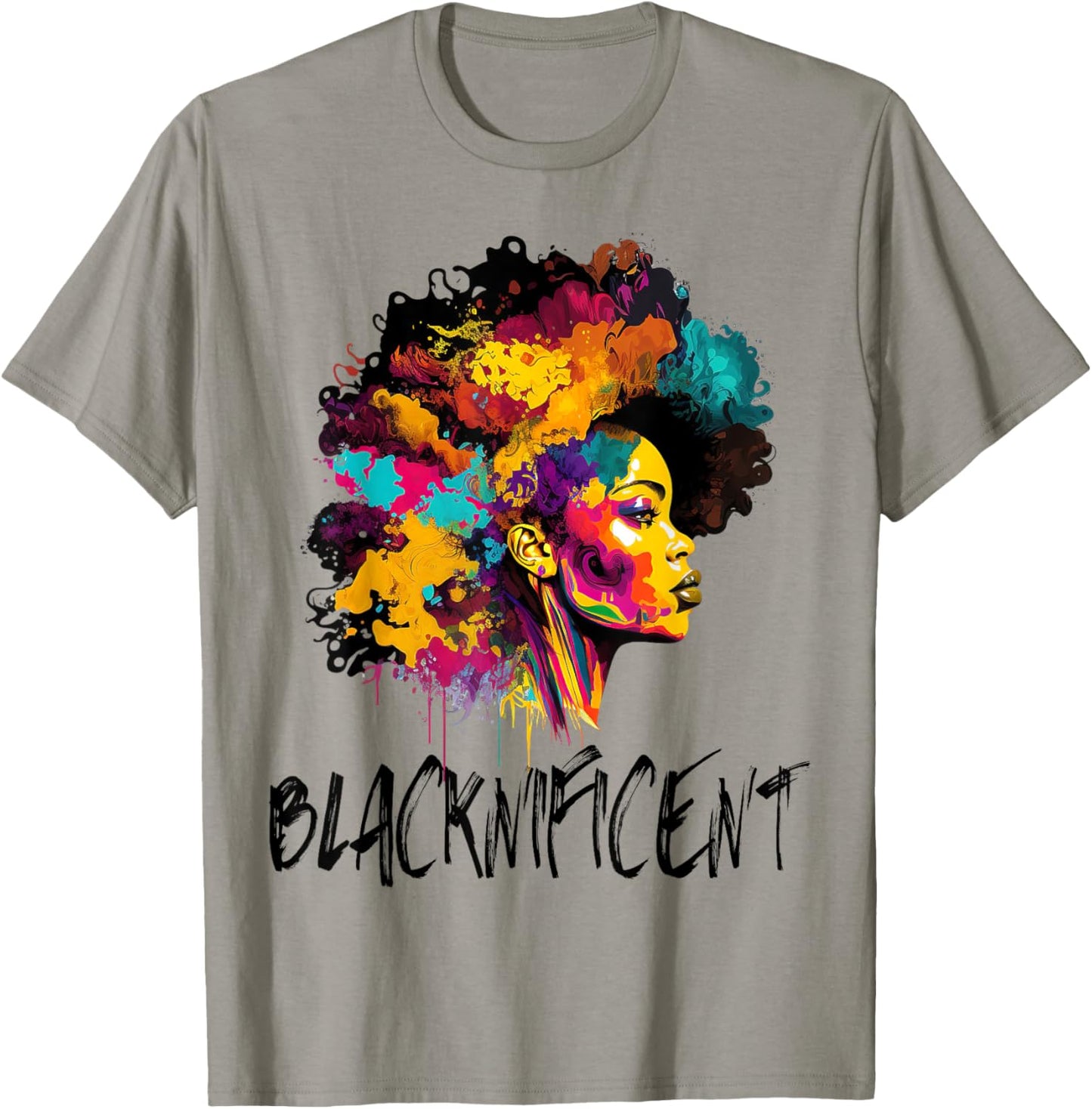 Blacknificent Afro Woman African American Melanin BLM Gift T-Shirt - T-Shirt | Sand
