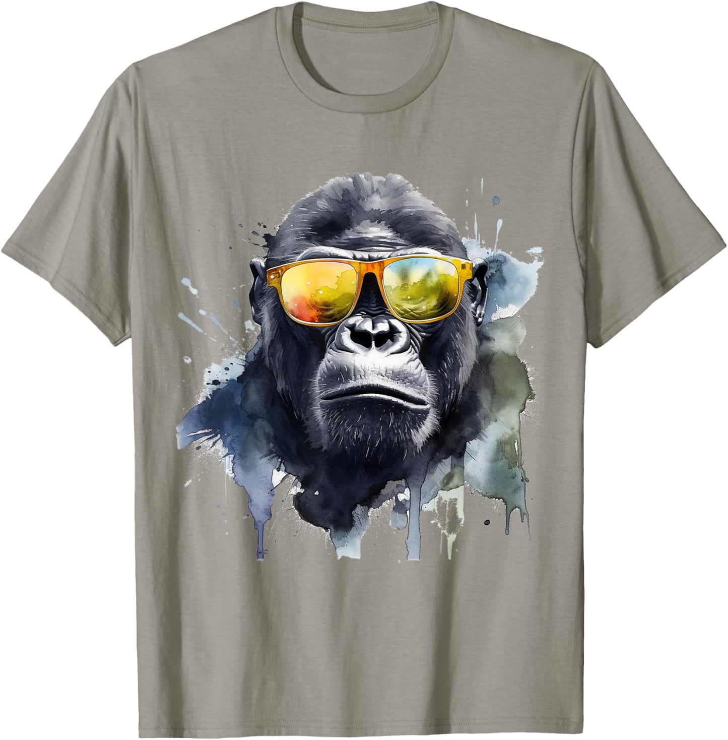 Gorilla Sunglasses Artwork - Animal Art Monkey Zoo Gorilla T-Shirt - T-Shirt | Sand