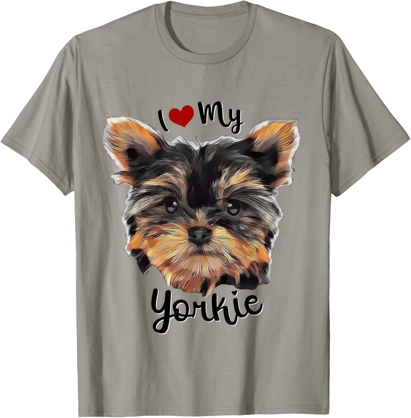 Cute Yorkie I Love My Yorkie Dog Lover Breed Puppy Men Women Girls Kids T-Shirt - T-Shirt | Sand