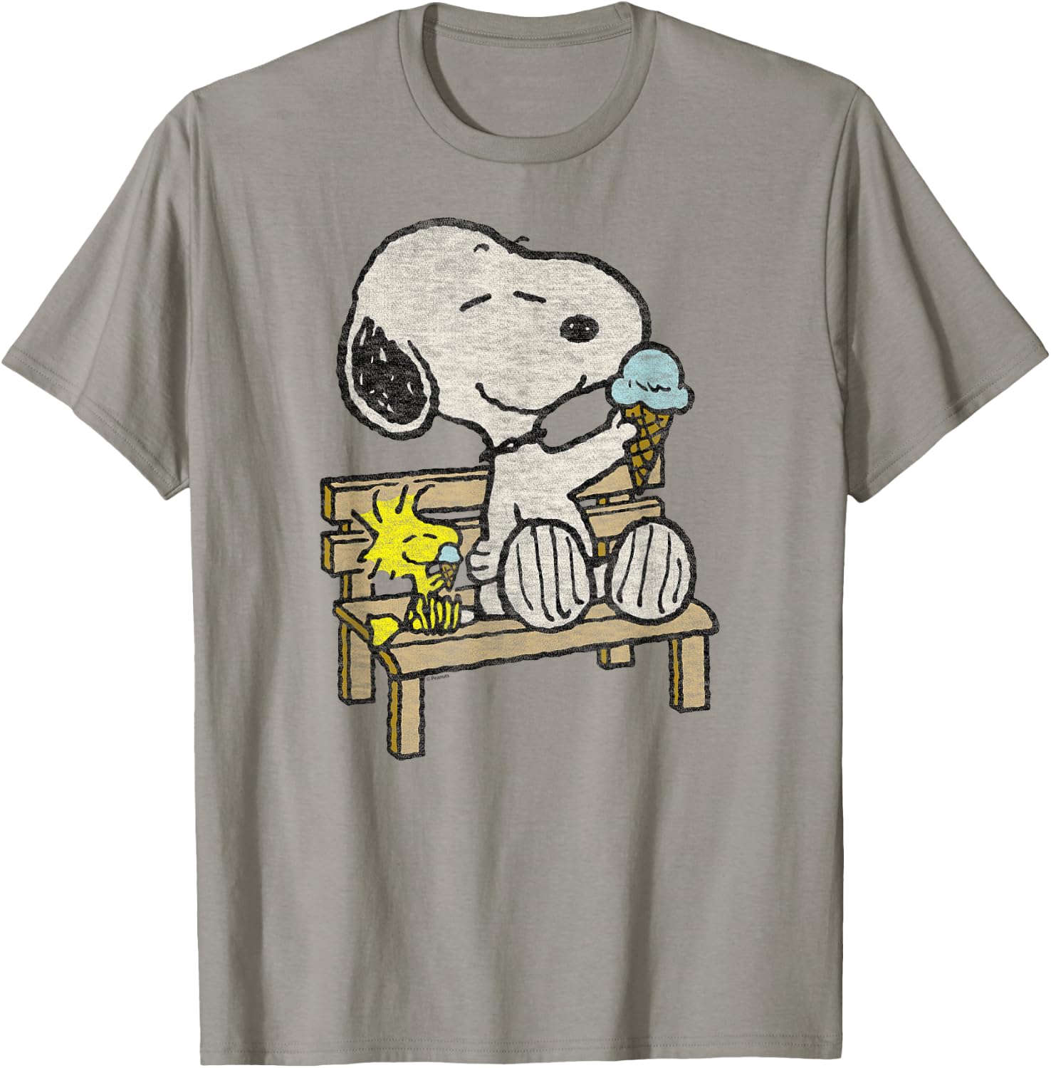 Peanuts - Snoopy Woodstock Bench T-Shirt - T-Shirt | Sand