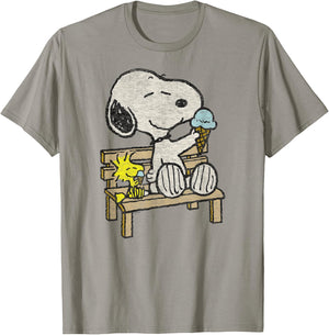 Peanuts - Snoopy Woodstock Bench T-Shirt - T-Shirt | Sand