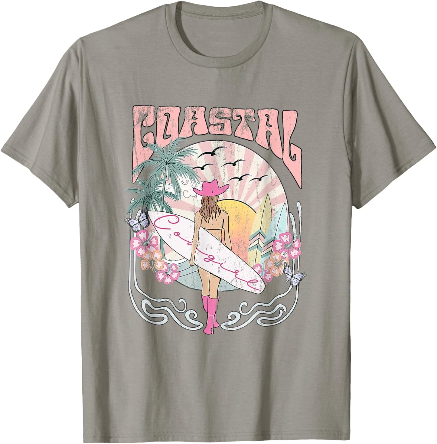 Coastal Cowgirl Aesthetic Cowgirl Surf Beach Cowgirls Outfit T-Shirt - T-Shirt | Sand