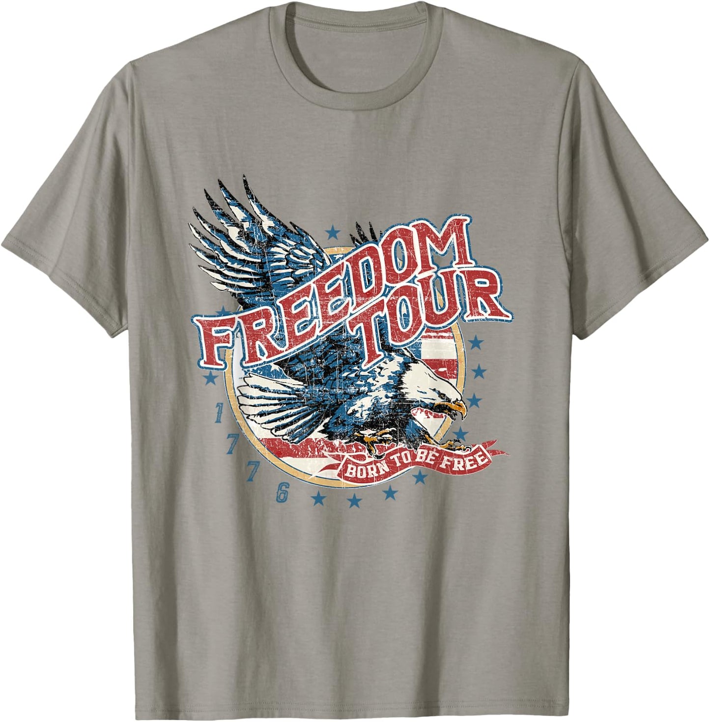 Retro Freedom Funny Tour Since 1776 4th Of July Eagle Men T-Shirt - T-Shirt | Sand