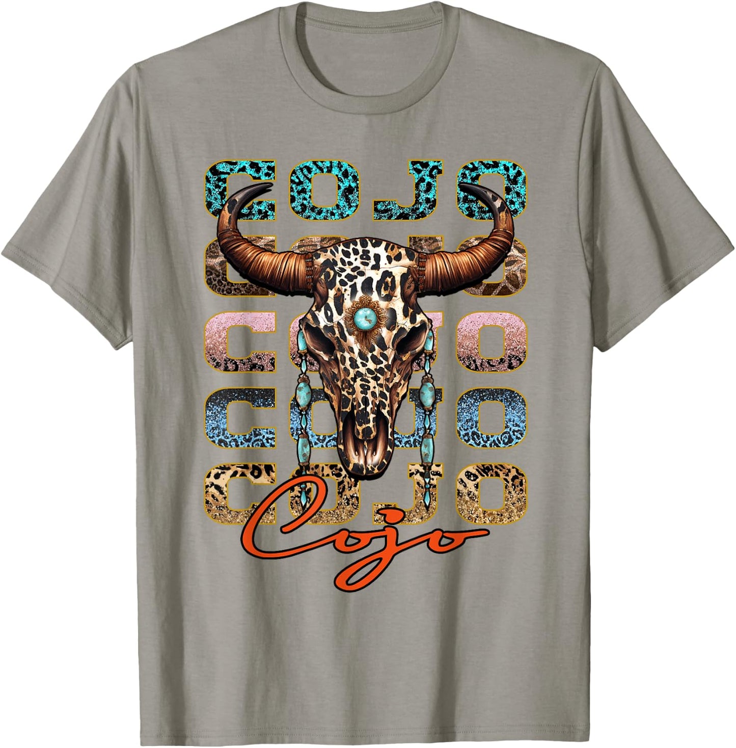 Vintage Rodeo Cojo Western Deserts Bull-Skull Cowhide Cojo T-Shirt - T-Shirt | Sand