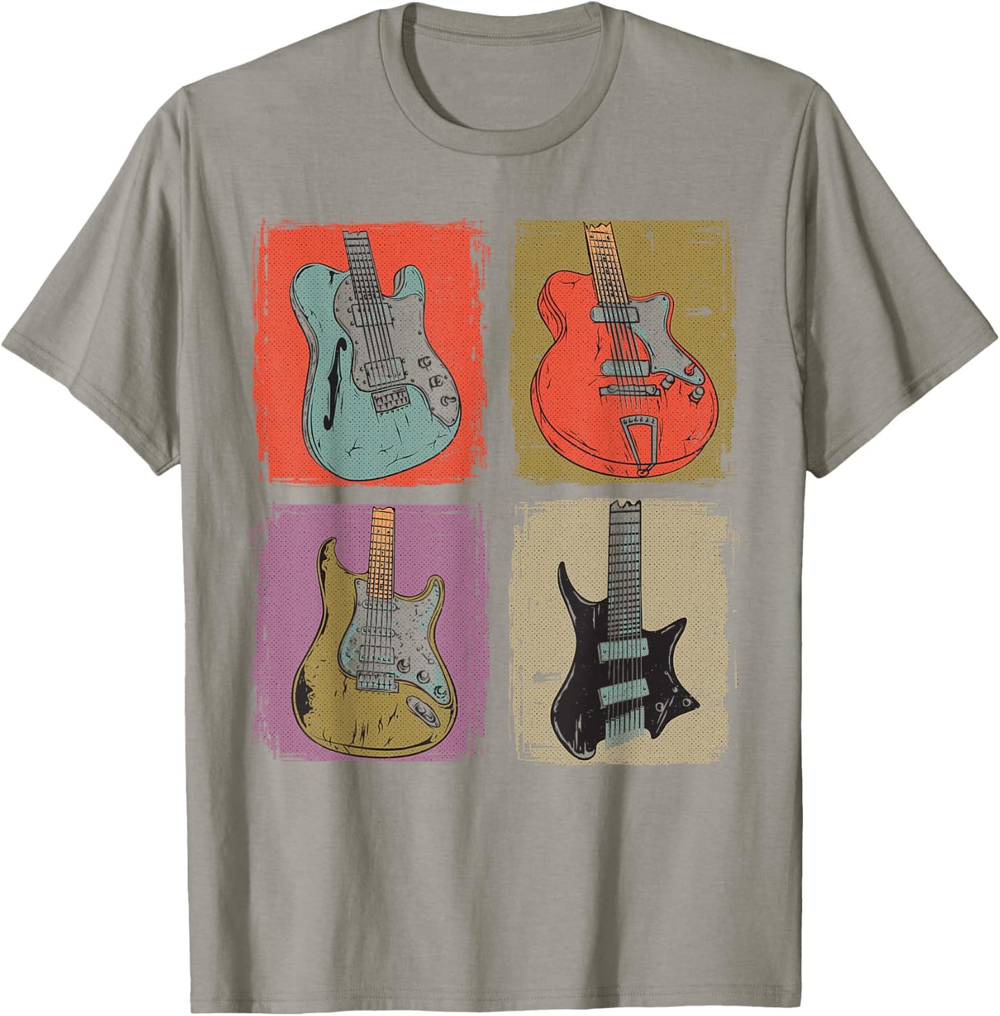 Electric Guitar Collection Band Guitarist Vintage Music T-Shirt - T-Shirt | Sand