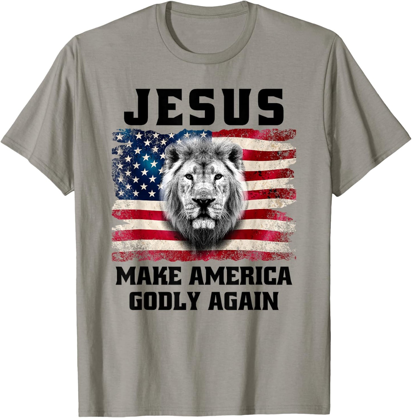 Christian Faith Jesus Make America Godly Again USA Flag T-Shirt - T-Shirt | Sand