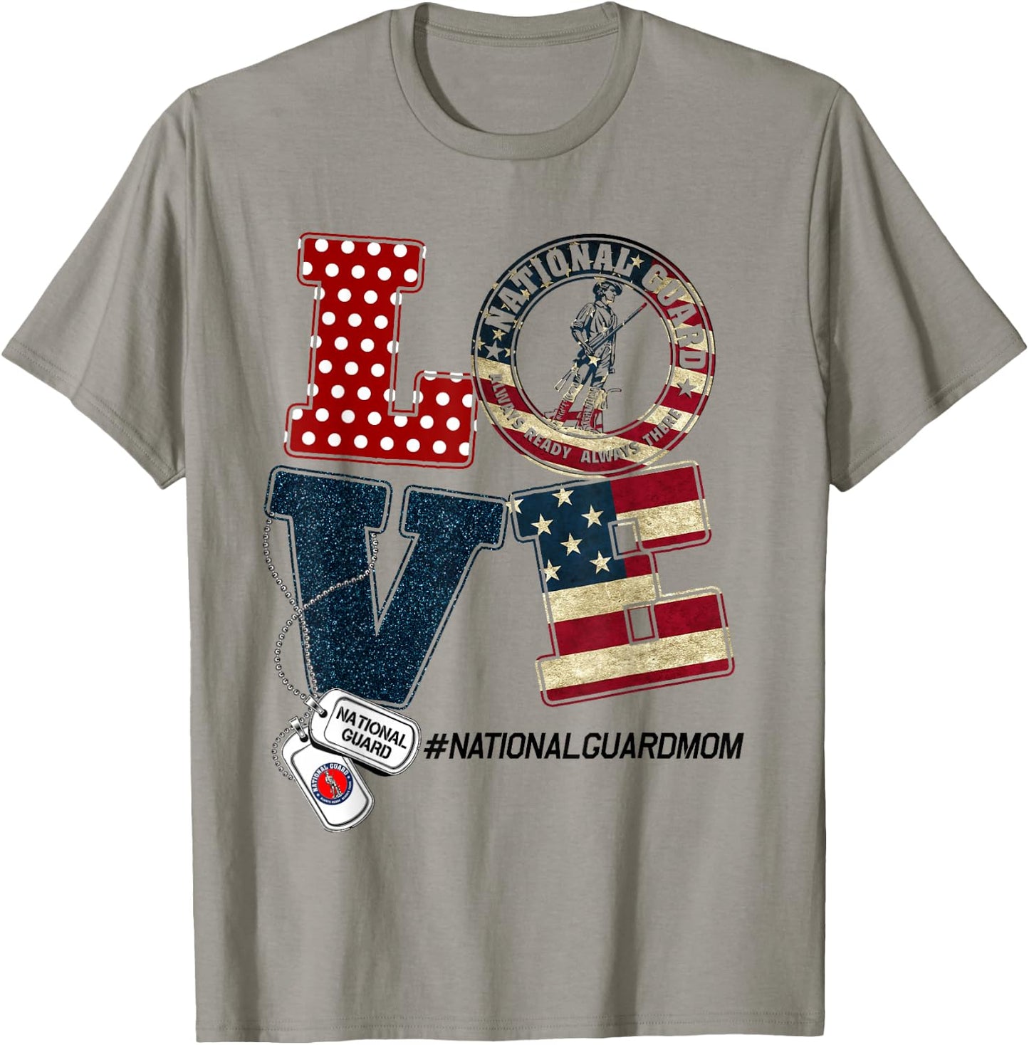 Love National Guard Mom Graduation Proud National Guard Mom T-Shirt - T-Shirt | Sand