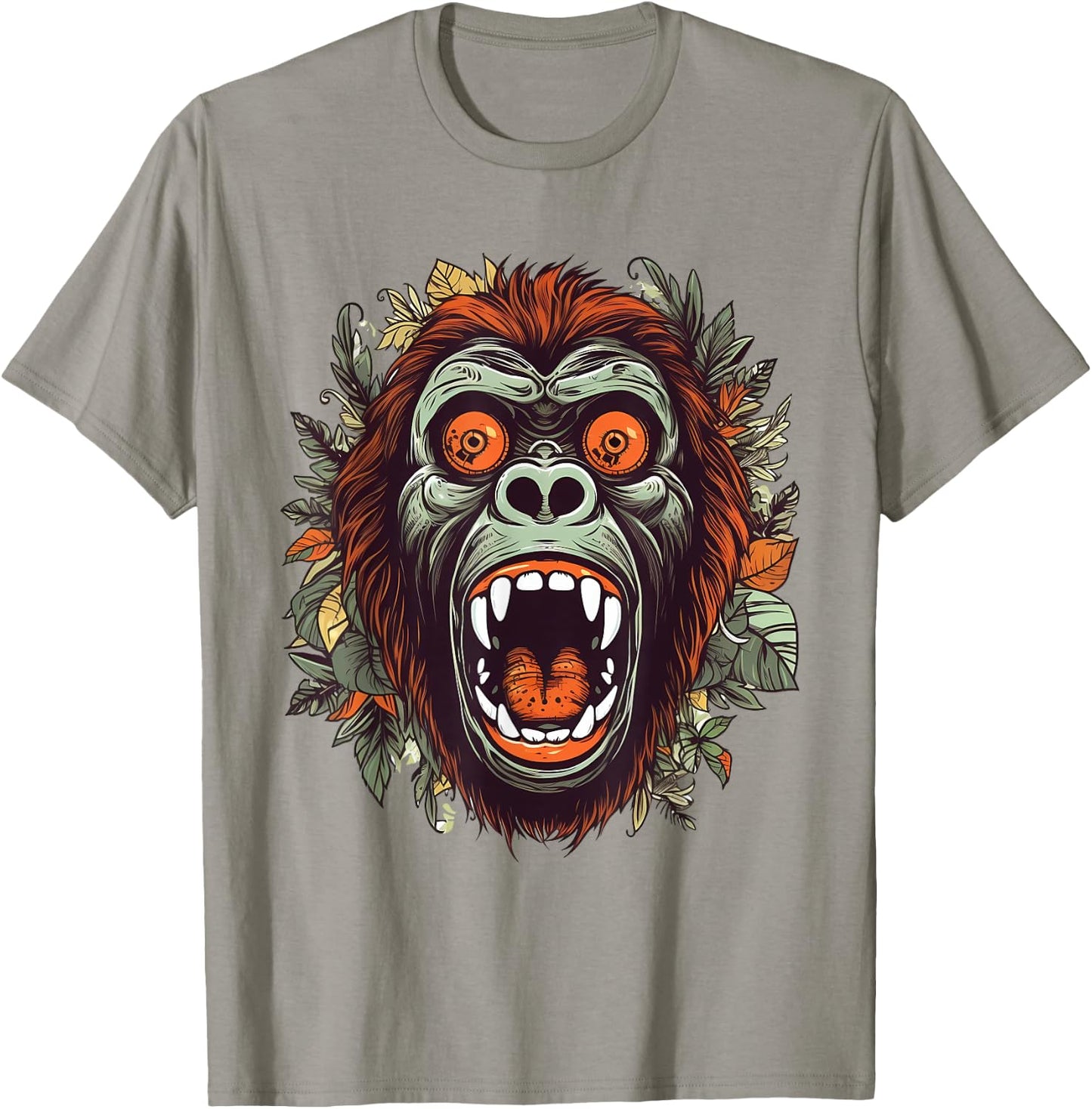 Screaming Gorilla Head Face Art Ape Wildlife Lover Artwork T-Shirt - T-Shirt | Sand