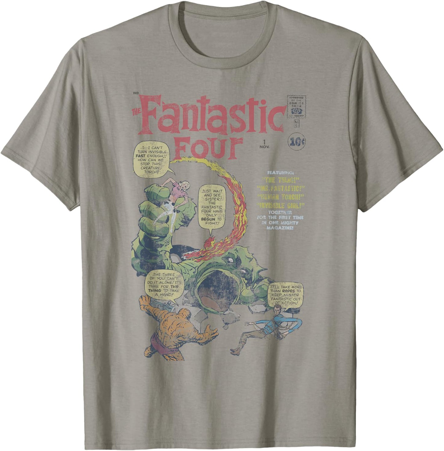 Marvel Fantastic Four First Appearance Vintage Comic Cover T-Shirt - T-Shirt | Sand