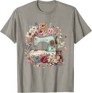 Vintage Quilting Yarn Graphic Seamstress Sewing Themed T-Shirt - T-Shirt | Sand