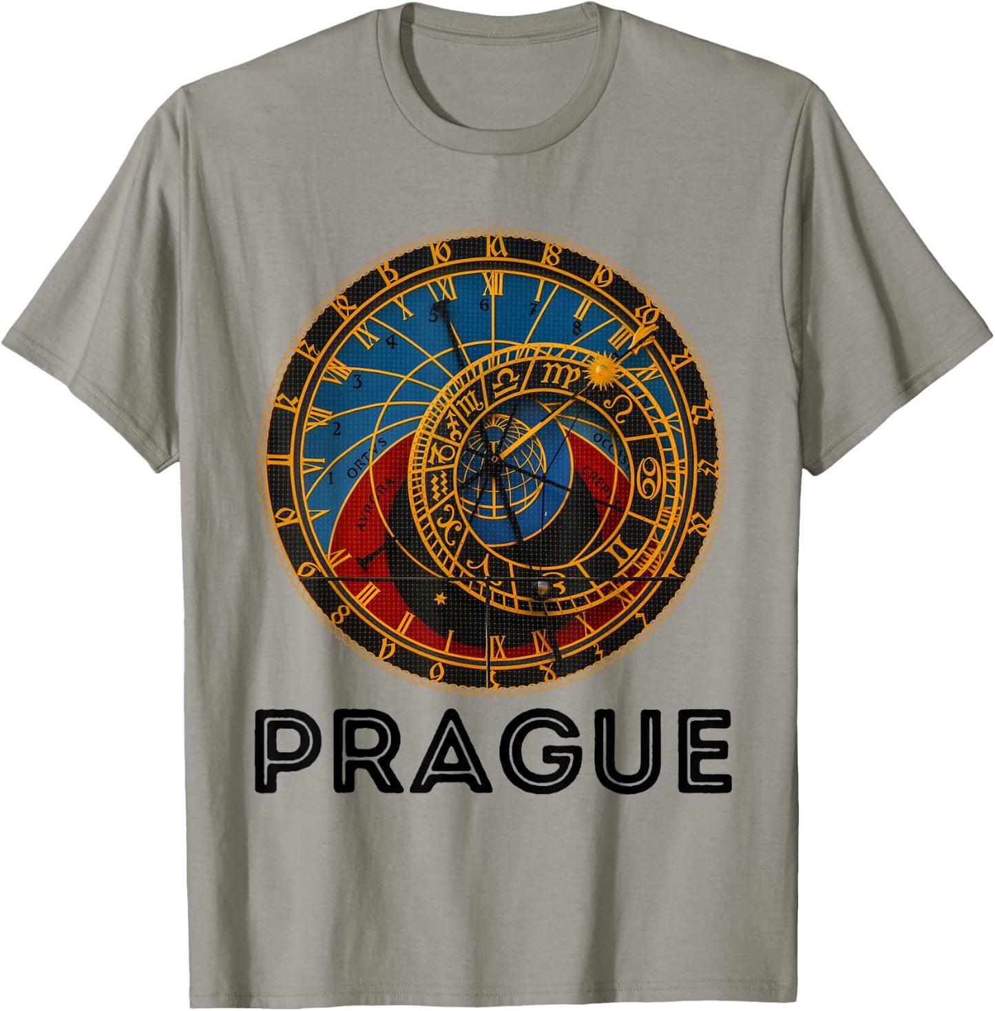 Prague Czech Republic Souvenir Astronomical Clock Prague T-Shirt - T-Shirt | Sand
