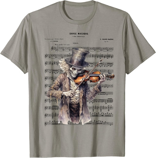 Danse Macabre Violin Halloween T-Shirt - T-Shirt | Sand