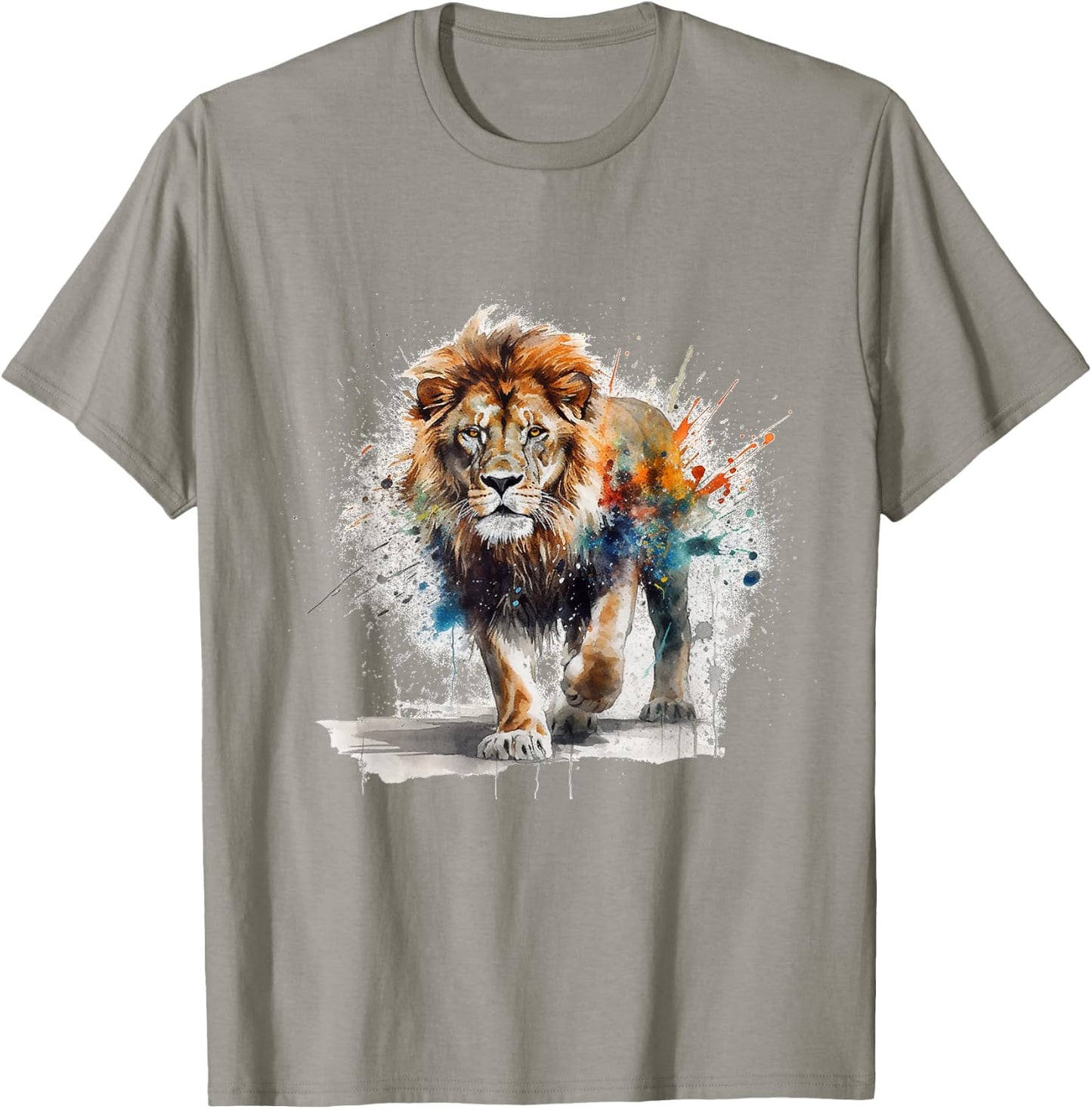 Lion Artwork - Colourful Art Zoo Animal Lion T-Shirt - T-Shirt | Sand