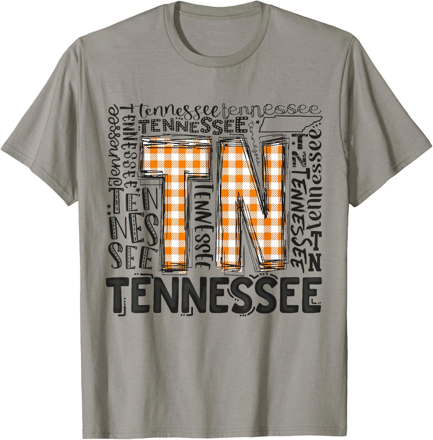 Tennessee State Flag Orange Plaid TN T-Shirt - T-Shirt | Sand