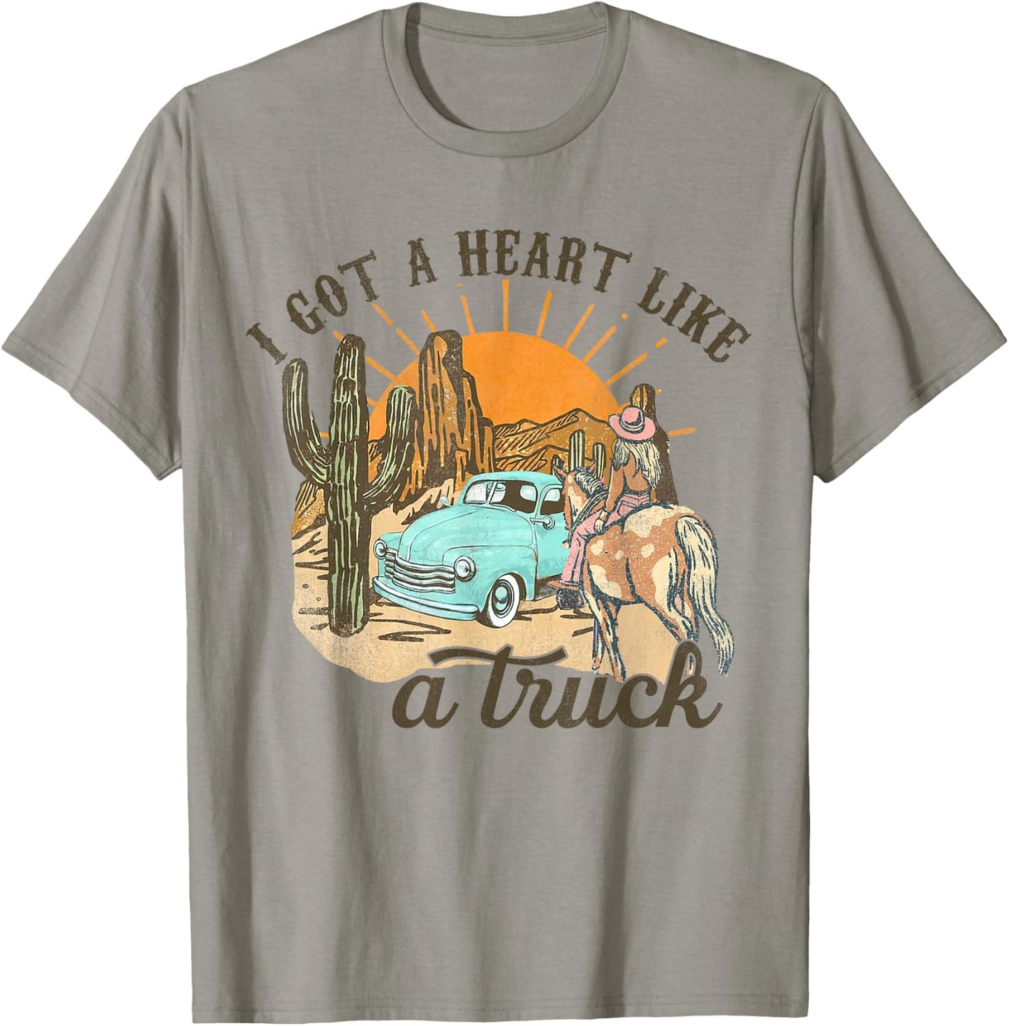 Heart Like A Truck, Howdy Rodeo Western, Southern Cowgirls T-Shirt - T-Shirt | Sand